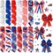 12 Rolls 60 Yards 4th of July Patriotic Ribbon Stars and Stripes Burlap Wired Edge Ribbon White Blue Red Decorative Crafts